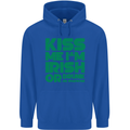 Kiss Me I'm Irish or Drunk St Patricks Day Childrens Kids Hoodie Royal Blue