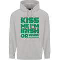 Kiss Me I'm Irish or Drunk St Patricks Day Childrens Kids Hoodie Sports Grey