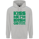 Kiss Me I'm Irish or Drunk St Patricks Day Childrens Kids Hoodie Sports Grey