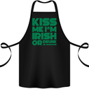 Kiss Me I'm Irish or Drunk St Patricks Day Cotton Apron 100% Organic Black