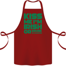Kiss Me I'm Irish or Drunk St Patricks Day Cotton Apron 100% Organic Maroon