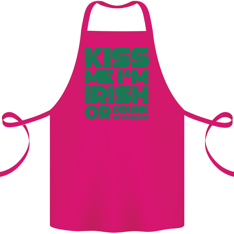 Kiss Me I'm Irish or Drunk St Patricks Day Cotton Apron 100% Organic Pink