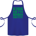 Kiss Me I'm Irish or Drunk St Patricks Day Cotton Apron 100% Organic Royal Blue