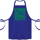 Kiss Me I'm Irish or Drunk St Patricks Day Cotton Apron 100% Organic Royal Blue