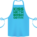 Kiss Me I'm Irish or Drunk St Patricks Day Cotton Apron 100% Organic Turquoise
