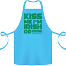 Kiss Me I'm Irish or Drunk St Patricks Day Cotton Apron 100% Organic Turquoise