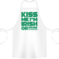Kiss Me I'm Irish or Drunk St Patricks Day Cotton Apron 100% Organic White