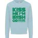 Kiss Me I'm Irish or Drunk St Patricks Day Kids Sweatshirt Jumper Light Blue
