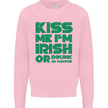 Kiss Me I'm Irish or Drunk St Patricks Day Kids Sweatshirt Jumper Light Pink