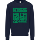 Kiss Me I'm Irish or Drunk St Patricks Day Kids Sweatshirt Jumper Navy Blue