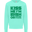 Kiss Me I'm Irish or Drunk St Patricks Day Kids Sweatshirt Jumper Peppermint