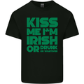 Kiss Me I'm Irish or Drunk St Patricks Day Kids T-Shirt Childrens Black