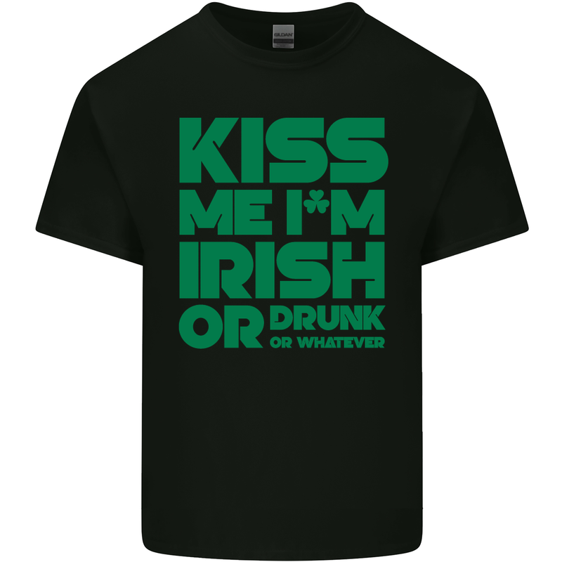 Kiss Me I'm Irish or Drunk St Patricks Day Kids T-Shirt Childrens Black