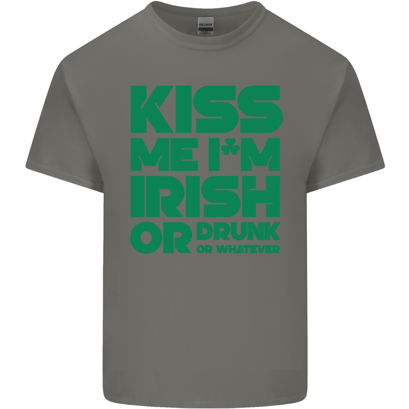 Kiss Me I'm Irish or Drunk St Patricks Day Kids T-Shirt Childrens Charcoal
