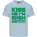 Kiss Me I'm Irish or Drunk St Patricks Day Kids T-Shirt Childrens Light Blue