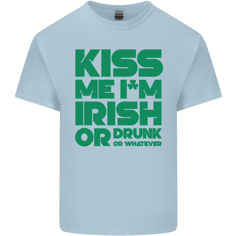 Kiss Me I'm Irish or Drunk St Patricks Day Kids T-Shirt Childrens Light Blue