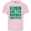 Kiss Me I'm Irish or Drunk St Patricks Day Kids T-Shirt Childrens Light Pink