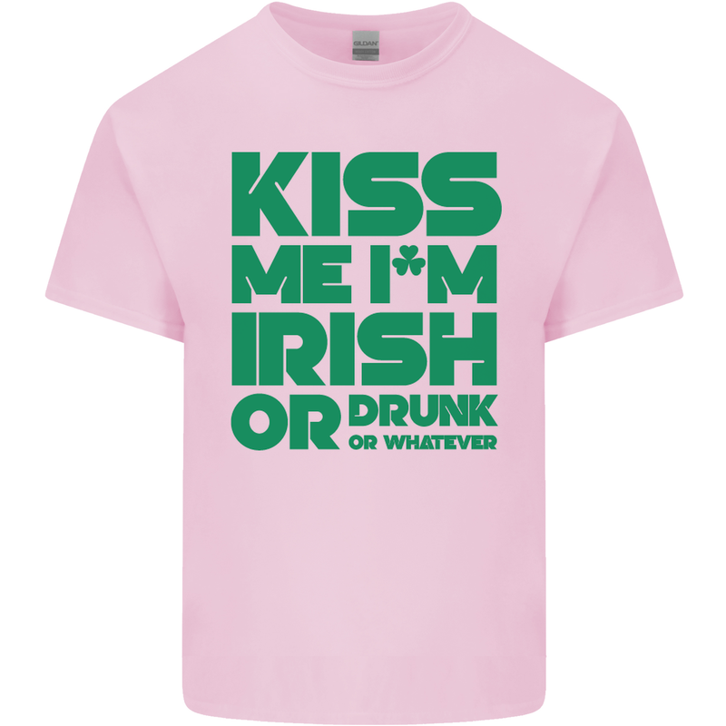 Kiss Me I'm Irish or Drunk St Patricks Day Kids T-Shirt Childrens Light Pink