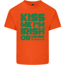Kiss Me I'm Irish or Drunk St Patricks Day Kids T-Shirt Childrens Orange