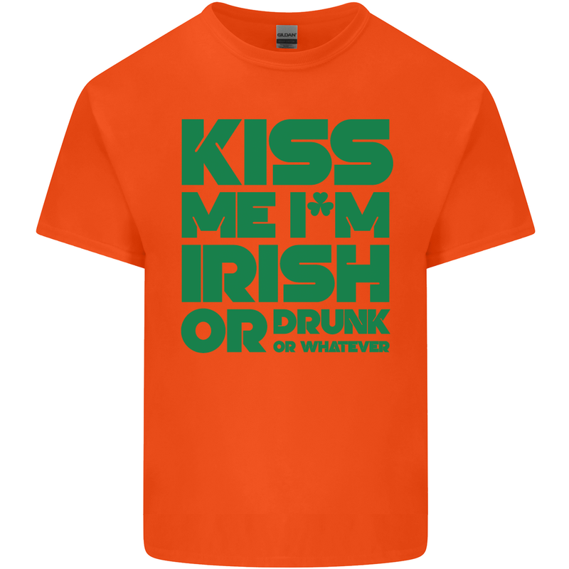 Kiss Me I'm Irish or Drunk St Patricks Day Kids T-Shirt Childrens Orange
