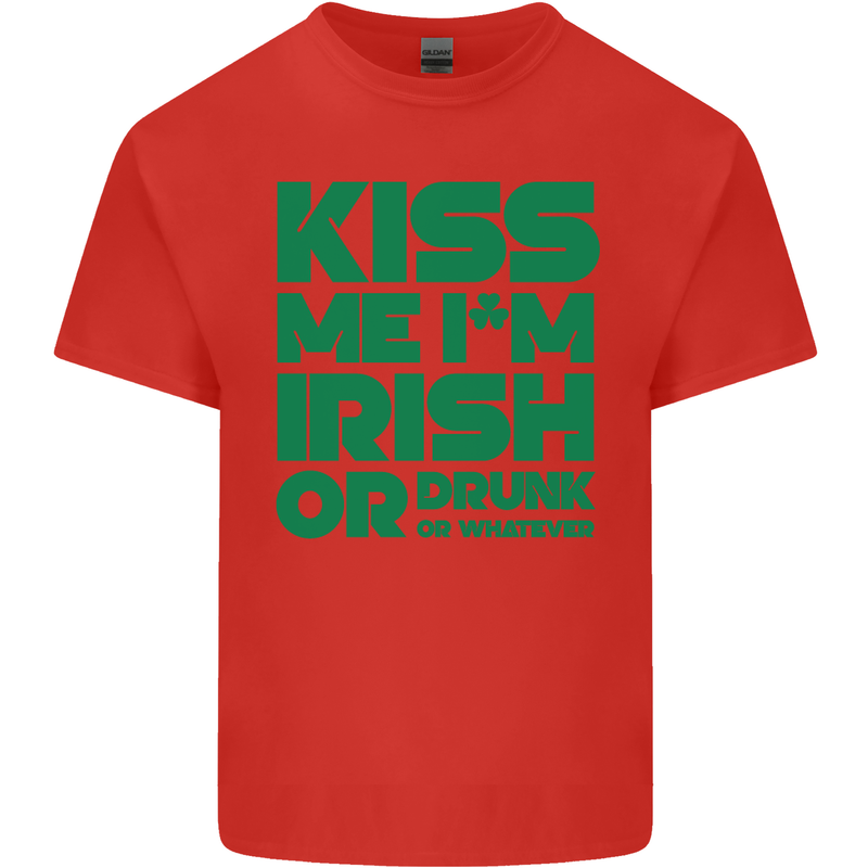 Kiss Me I'm Irish or Drunk St Patricks Day Kids T-Shirt Childrens Red