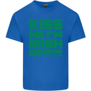 Kiss Me I'm Irish or Drunk St Patricks Day Kids T-Shirt Childrens Royal Blue