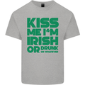 Kiss Me I'm Irish or Drunk St Patricks Day Kids T-Shirt Childrens Sports Grey