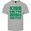 Kiss Me I'm Irish or Drunk St Patricks Day Kids T-Shirt Childrens Sports Grey