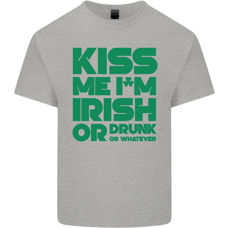 Kiss Me I'm Irish or Drunk St Patricks Day Kids T-Shirt Childrens Sports Grey