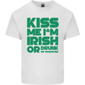 Kiss Me I'm Irish or Drunk St Patricks Day Kids T-Shirt Childrens White