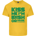 Kiss Me I'm Irish or Drunk St Patricks Day Kids T-Shirt Childrens Yellow