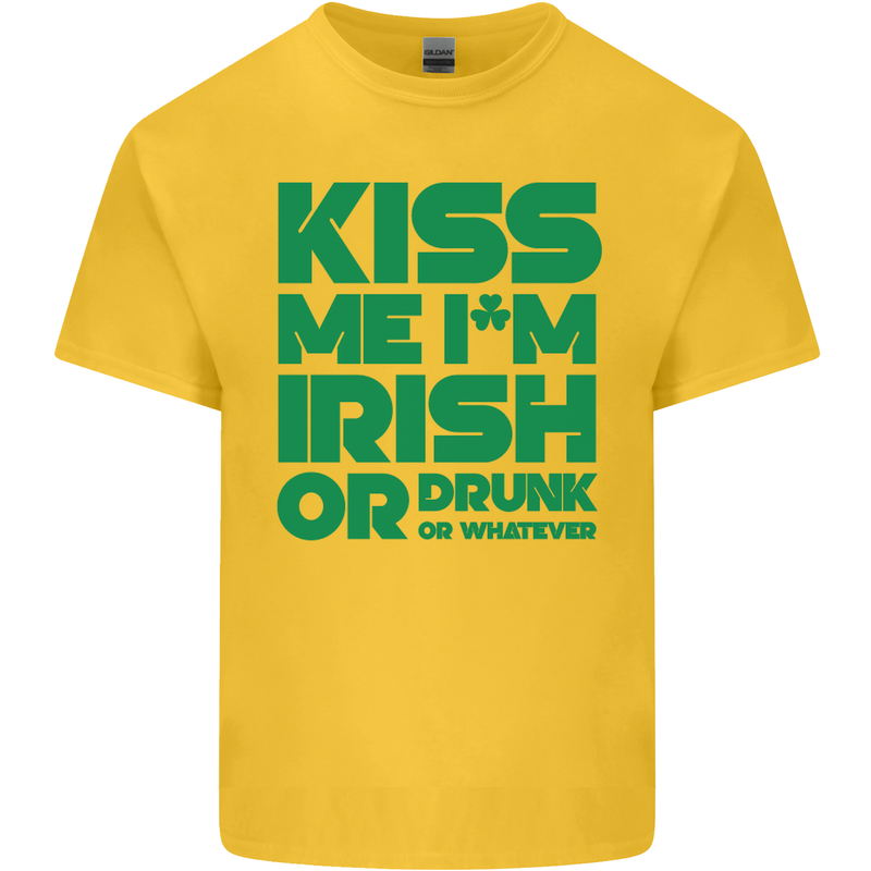 Kiss Me I'm Irish or Drunk St Patricks Day Kids T-Shirt Childrens Yellow