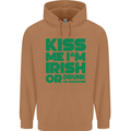 Kiss Me I'm Irish or Drunk St Patricks Day Mens 80% Cotton Hoodie Caramel Latte