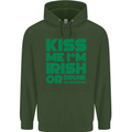 Kiss Me I'm Irish or Drunk St Patricks Day Mens 80% Cotton Hoodie Forest Green