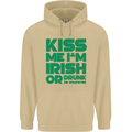 Kiss Me I'm Irish or Drunk St Patricks Day Mens 80% Cotton Hoodie Sand