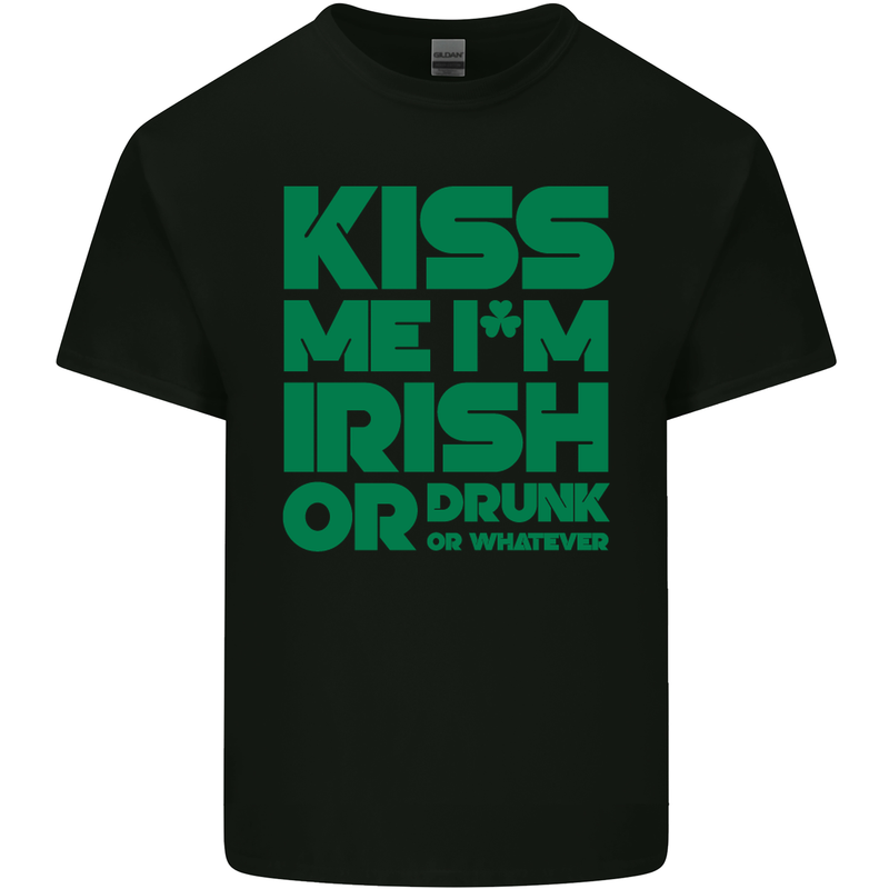Kiss Me I'm Irish or Drunk St Patricks Day Mens Cotton T-Shirt Tee Top Black