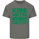 Kiss Me I'm Irish or Drunk St Patricks Day Mens Cotton T-Shirt Tee Top Charcoal
