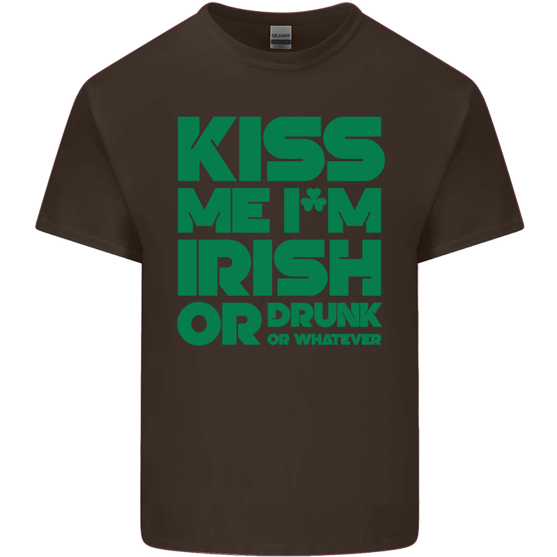 Kiss Me I'm Irish or Drunk St Patricks Day Mens Cotton T-Shirt Tee Top Dark Chocolate