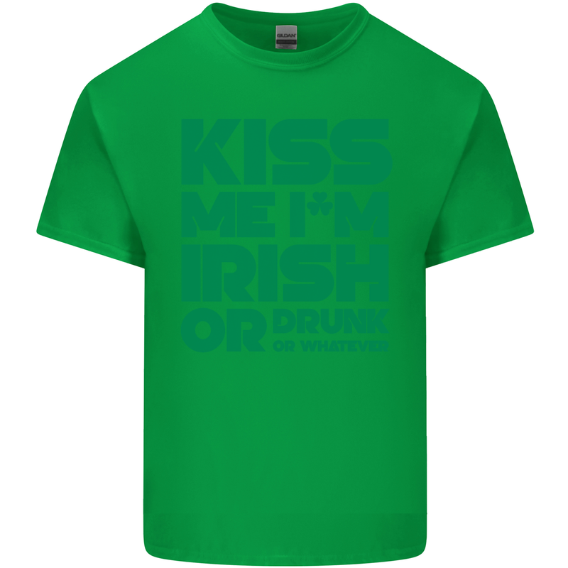 Kiss Me I'm Irish or Drunk St Patricks Day Mens Cotton T-Shirt Tee Top Irish Green