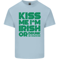 Kiss Me I'm Irish or Drunk St Patricks Day Mens Cotton T-Shirt Tee Top Light Blue