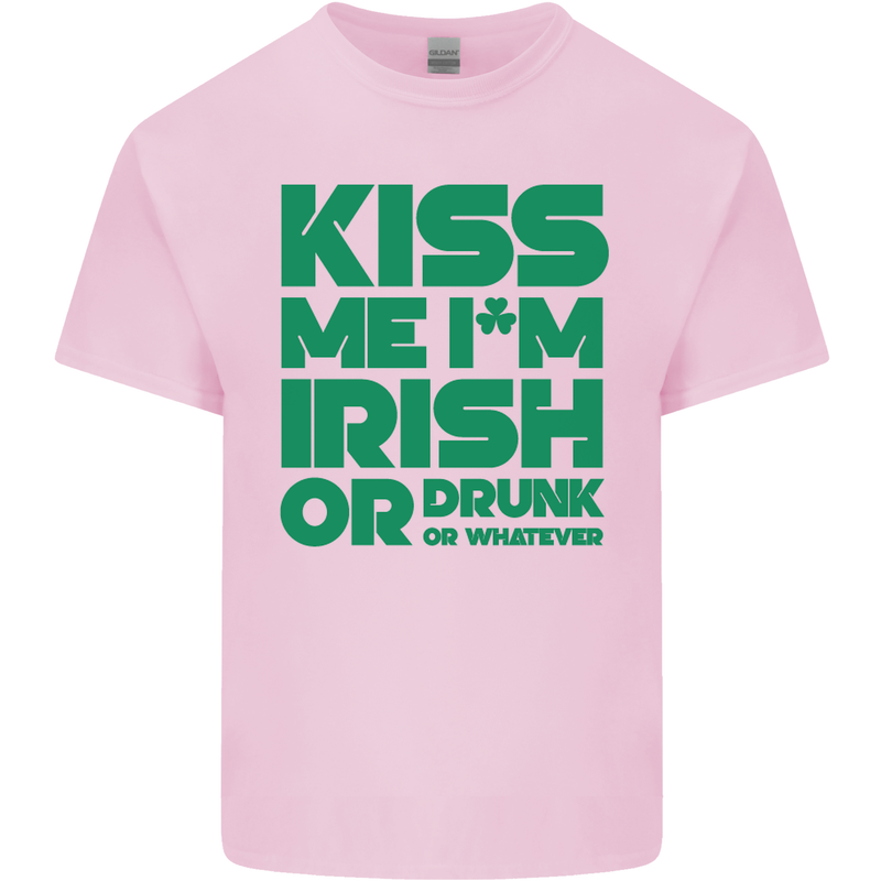 Kiss Me I'm Irish or Drunk St Patricks Day Mens Cotton T-Shirt Tee Top Light Pink