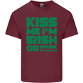 Kiss Me I'm Irish or Drunk St Patricks Day Mens Cotton T-Shirt Tee Top Maroon