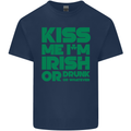 Kiss Me I'm Irish or Drunk St Patricks Day Mens Cotton T-Shirt Tee Top Navy Blue