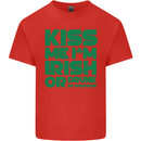 Kiss Me I'm Irish or Drunk St Patricks Day Mens Cotton T-Shirt Tee Top Red