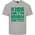 Kiss Me I'm Irish or Drunk St Patricks Day Mens Cotton T-Shirt Tee Top Sports Grey