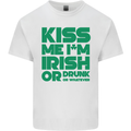 Kiss Me I'm Irish or Drunk St Patricks Day Mens Cotton T-Shirt Tee Top White