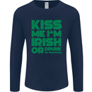 Kiss Me I'm Irish or Drunk St Patricks Day Mens Long Sleeve T-Shirt Navy Blue