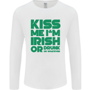 Kiss Me I'm Irish or Drunk St Patricks Day Mens Long Sleeve T-Shirt White