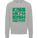 Kiss Me I'm Irish or Drunk St Patricks Day Mens Sweatshirt Jumper Sports Grey