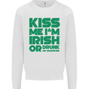 Kiss Me I'm Irish or Drunk St Patricks Day Mens Sweatshirt Jumper White